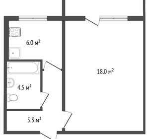1-к квартира, вторичка, 30м2, 5/5 этаж