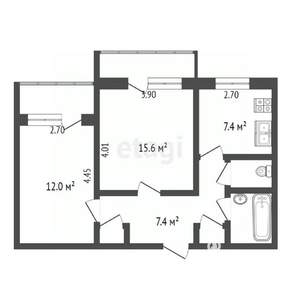 2-к квартира, вторичка, 48м2, 9/9 этаж