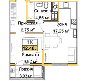 1-к квартира, вторичка, 40м2, 7/16 этаж