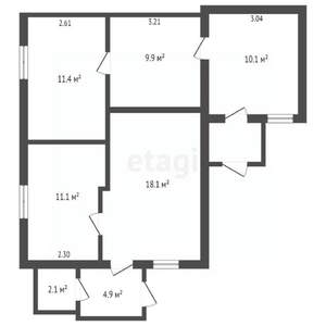 3-к квартира, вторичка, 101м2, 1/1 этаж
