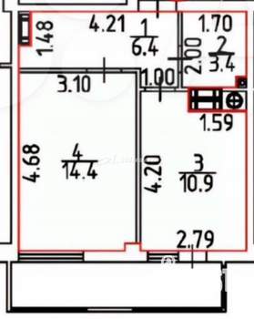 1-к квартира, вторичка, 35м2, 8/9 этаж