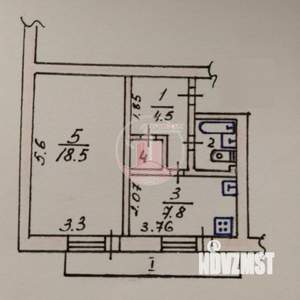 1-к квартира, вторичка, 36м2, 4/5 этаж
