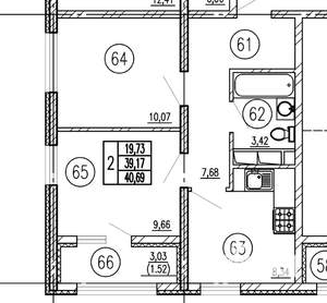 2-к квартира, вторичка, 42м2, 4/12 этаж
