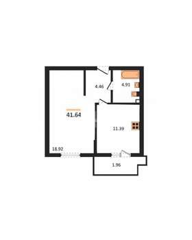 1-к квартира, сданный дом, 42м2, 2/9 этаж