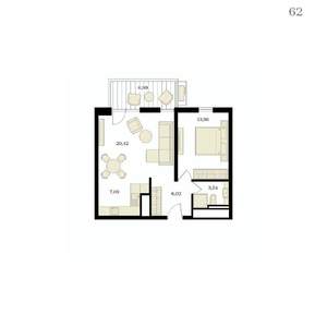 2-к квартира, вторичка, 53м2, 12/12 этаж
