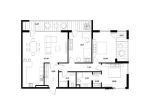 3-к квартира, строящийся дом, 116м2, 3/8 этаж