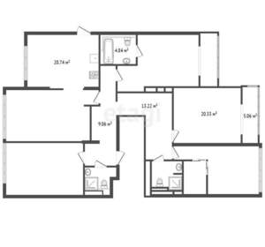 3-к квартира, вторичка, 120м2, 15/16 этаж