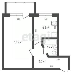 1-к квартира, вторичка, 31м2, 2/5 этаж