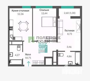 2-к квартира, вторичка, 58м2, 10/16 этаж