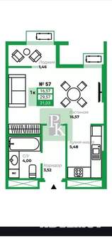 1-к квартира, вторичка, 30м2, 7/16 этаж