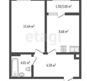 1-к квартира, сданный дом, 35м2, 4/17 этаж