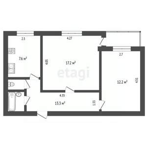 2-к квартира, вторичка, 52м2, 8/9 этаж