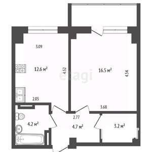 1-к квартира, вторичка, 41м2, 3/9 этаж