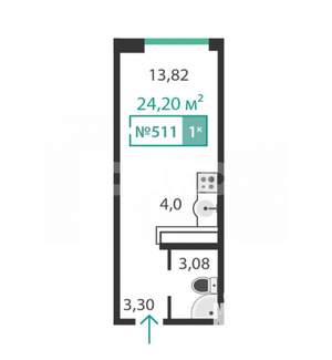 Студия квартира, вторичка, 25м2, 2/9 этаж