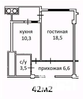 1-к квартира, вторичка, 42м2, 5/11 этаж