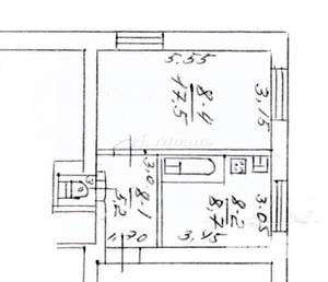 1-к квартира, вторичка, 34м2, 2/2 этаж
