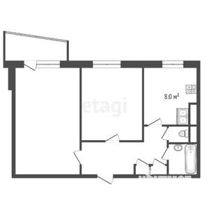 2-к квартира, вторичка, 50м2, 3/9 этаж