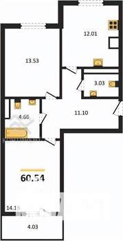 2-к квартира, вторичка, 61м2, 4/9 этаж