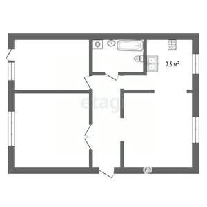 3-к квартира, вторичка, 69м2, 1/2 этаж