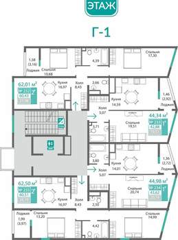 2-к квартира, вторичка, 62м2, 2/9 этаж