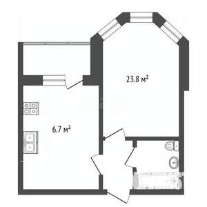 1-к квартира, вторичка, 41м2, 4/5 этаж