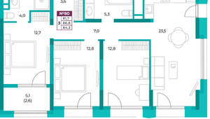 3-к квартира, вторичка, 84м2, 10/16 этаж