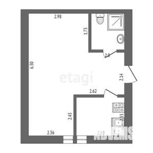 1-к квартира, вторичка, 30м2, 4/4 этаж