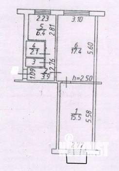 2-к квартира, вторичка, 44м2, 1/5 этаж