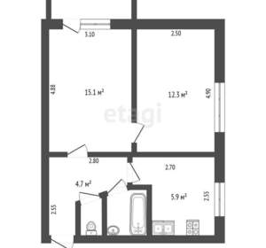 2-к квартира, вторичка, 41м2, 1/5 этаж