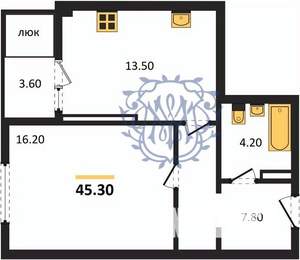 1-к квартира, вторичка, 45м2, 16/16 этаж