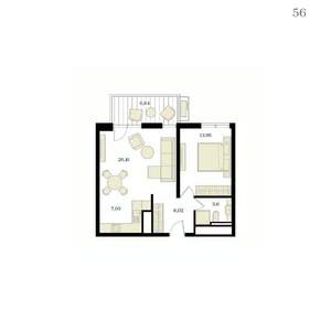 2-к квартира, вторичка, 53м2, 11/12 этаж