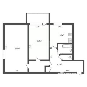 2-к квартира, вторичка, 47м2, 4/5 этаж