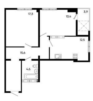 2-к квартира, строящийся дом, 67м2, 13/16 этаж