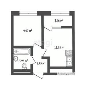 1-к квартира, вторичка, 31м2, 2/13 этаж