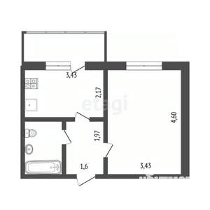 1-к квартира, вторичка, 30м2, 6/9 этаж