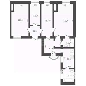 4-к квартира, вторичка, 107м2, 1/2 этаж