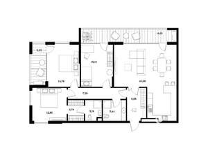 3-к квартира, строящийся дом, 116м2, 8/8 этаж