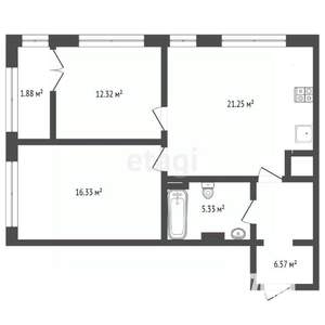2-к квартира, вторичка, 66м2, 3/9 этаж