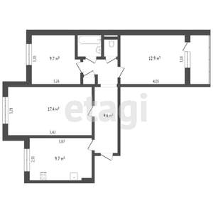 3-к квартира, вторичка, 65м2, 1/9 этаж