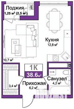 1-к квартира, вторичка, 39м2, 3/16 этаж