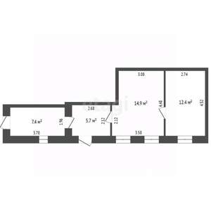 2-к квартира, вторичка, 40м2, 1/1 этаж