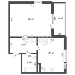 1-к квартира, вторичка, 47м2, 6/12 этаж