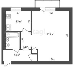 2-к квартира, вторичка, 40м2, 4/5 этаж