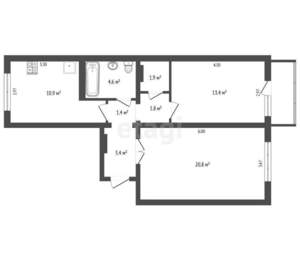 2-к квартира, вторичка, 60м2, 2/9 этаж