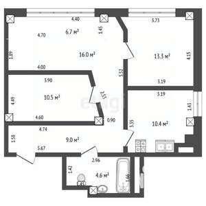 3-к квартира, вторичка, 70м2, 6/10 этаж
