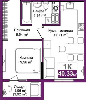 1-к квартира, вторичка, 40м2, 5/15 этаж