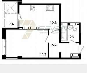 1-к квартира, вторичка, 39м2, 16/1 этаж