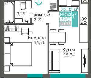 1-к квартира, вторичка, 33м2, 2/9 этаж