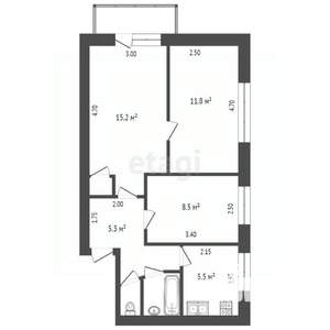 3-к квартира, вторичка, 50м2, 2/5 этаж