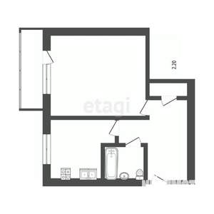 1-к квартира, вторичка, 34м2, 1/5 этаж